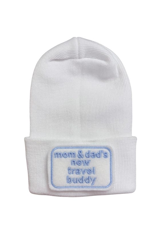Newborn Hat mom & dad’s new travel buddy. CHOOSE WoRD and Hat COLOR  1st Keepsake, perfect gift