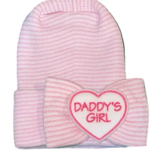 Our Popular Newborn Hat Now with Daddy's Girl Embellishment. Newborn Hospital Beanie. Baby Newborn Hats. image 2