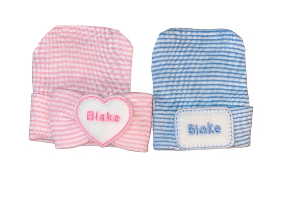Personalized Hats! Baby Gift. Newborn Hospital Hats.  Personalized Twin Hats! Great Gift.  Super Cute