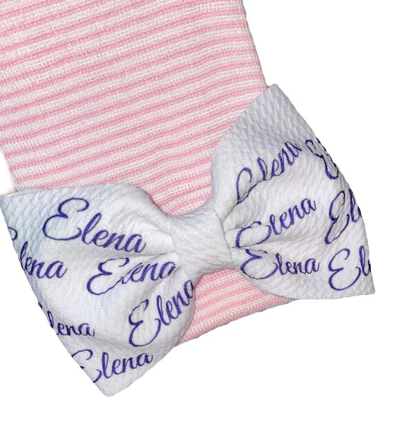 Name Bow Hat or Headband. Ships Within 2 Business Days. Newborn Size Hat.  CHOiCE Of HaT and NAmE CoLOR. SHIPS FAST Great Photo Prop.