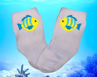 Baby/Toddler/Child Pretty Fish Socks. Multiple sizes offered. Choose from 0-6 months to 10 years.  Every Baby Needs.Cute Baby Gift!