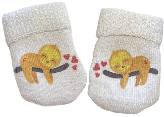 PREEMIE MITTENS Cute Sloth Baby and Sock Option! Preemie No Scratch Mittens AnD Or PREEMIE SoCKS!