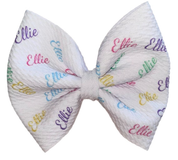 Girls Bow Hat or Headband with NAME! Baby Girl Bow!  Custom Made Fabric Bow. Newborn Hospital Hat. Newborn Hat. Infant Beanie. EXCLUSIVE