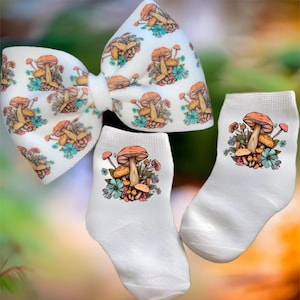 Baby/Toddler/Child Mushroom Socks. Multiple sizes offered. Choose from 0-6 months to 10 years.  Every Baby Needs. Cute Baby Gift!