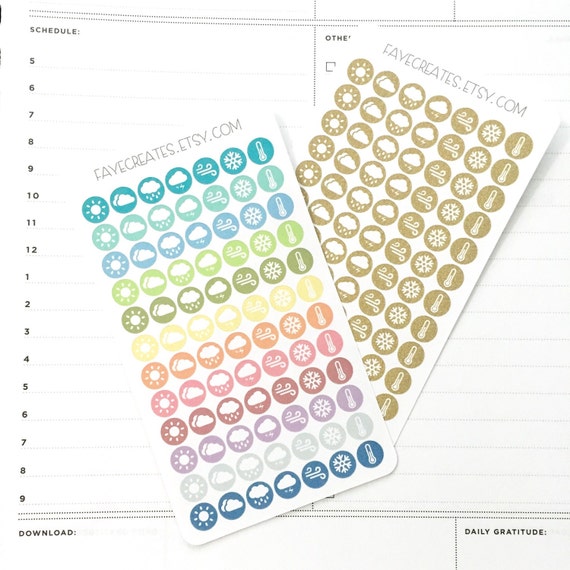 Climate stickers for Working day Designer and other planners graphic relating to Day Designer Planners titled Temperature stickers for Working day Designer and other planners
