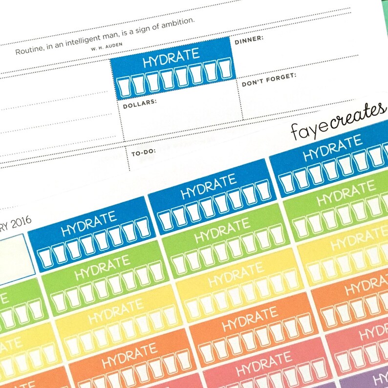 Hydrate planner stickers Day Designer flagship | Etsy