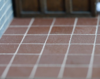 Small Pack 57 1/12th Miniature REAL BRICK 2/3&quot; Brown Floor Tiles For Dollshouses