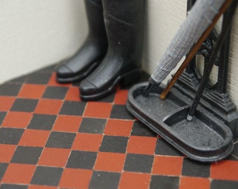1:12th CHARCOAL BLACK 1/3&quot; Victorian Path / Porch Dolls House Floor Tiles (pk of 25)