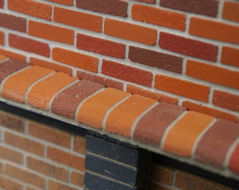 25 Bullnose rojos múltiples sobre ladrillos miniatura planos