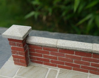 2 remates de pilares en miniatura de piedra gris REAL de 25 mm
