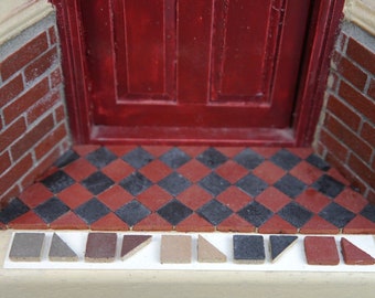 1:12th Scale REAL BRICK RED 1/3&quot; Victorian Path / Porch Dolls House Floor Tiles (pk of 100)