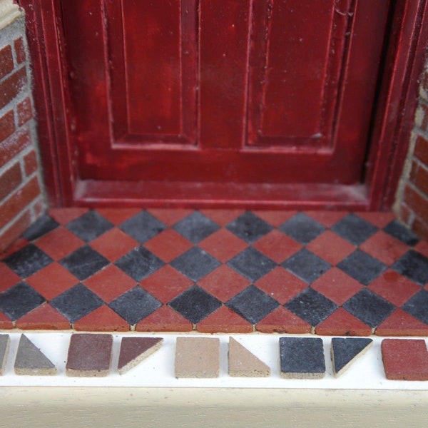 1:12th Scale REAL BRICK RED 1/3" Victorian Path / Porch Dolls House Floor Tiles (pk of 100)