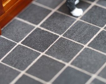 12 Tiny Pack of 1/12th Miniature REAL BRICK  2/3&quot; Charcoal Floor Tiles For dollshouses
