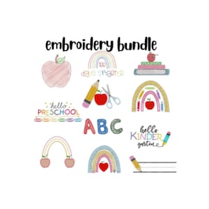 Back to school Embroidery Design Bundle for Machine Embroidery, 11 designs included!