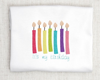 It&#39;s My Birthday Embroidery Design, File for Machine Embroidery Download, Birthday Embroidery, Birthday Candles Embroidery Design
