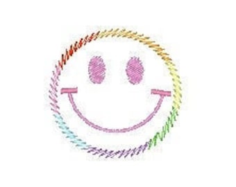 Smile Face Embroidery Design File Multicolor Digital Machine Embroidery Pattern Fun Happy Face Embroidery Download