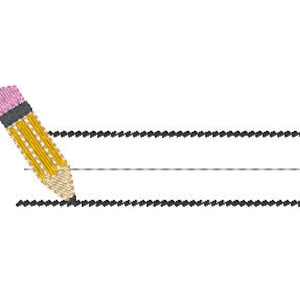 School Writing Embroidery Design with Pencil and Lines Paper for Back to School
