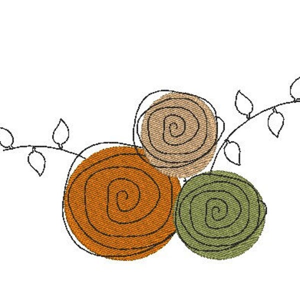 Boho Floral Abstract Spiral Embroidery Design Machine Embroidery Design File