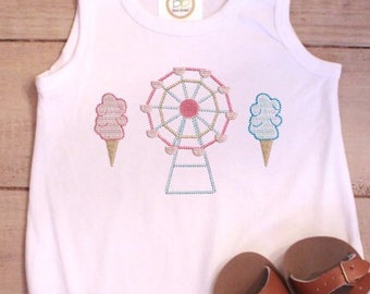 Fair Embroidery Design, Fall Fair, Cotton Candy Embroidery, Ferris Wheel Embroidery, Circus Embroidery Design for Fall