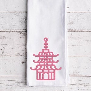 Pink Pagoda Embroidery Design File Preppy Chinoiserie Machine Embroidery Download Pagoda Embroidery Asian embroidery design