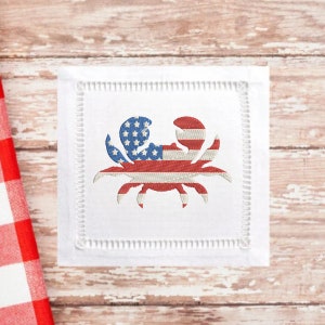 Crab Embroidery Design American Flag Embroidery Crab Flag Machine embroidery design for 4th of July Machine Embroidery Digital Embroidery