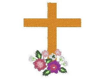 Floral cross machine embroidery design, he is risen machine embroidery design file, easter embroidery, cross machine embroidery