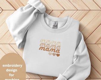 MaMa Machine Embroidery Design File for Mother's Day. Mama Embroidery Font with Hearts, Mama Wavy Font, Mama Embroidery Design Download