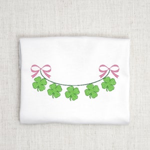 Shamrock Embroidery Design Banner with Bows Machine Embroidery Design File St Patrick&#39;s Day Embroidery March Embroidery Design