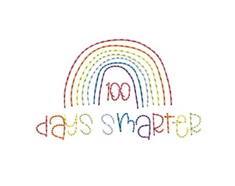 100th Day of School embroidery design file, 100 days smarter, school embroidery, machine embroidery, back to school, fall embroidery design