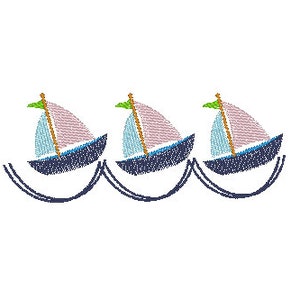 Sailboat Embroidery Design Machine Embroidery File Nautical Boat Embroidery Pattern Instant Download Sail Boat Design