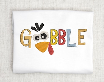 Gobble Turkey Machine Embroidery Design, Thanksgiving Embroidery, Fall Embroidery, Thankful Embroidery, Turkey Embroidery