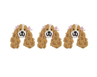 Cocker Spaniel Embroidery Design Stafford Dog with Bow Spaniel Dog Chinoiserie Machine Embroidery Dog Embroidery Pattern Digital Design