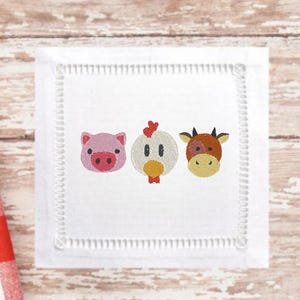 Farm Animal Embroidery Design Cow Pig Chicken Embroidery File Cute Barnyard Machine Embroidery Instant Download Farm Barnyard embroidery