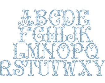 Fancy Embroidery Font, Machine Embroidery Design File for Instant Download, Monogram Font, Interlocking embroidery Font