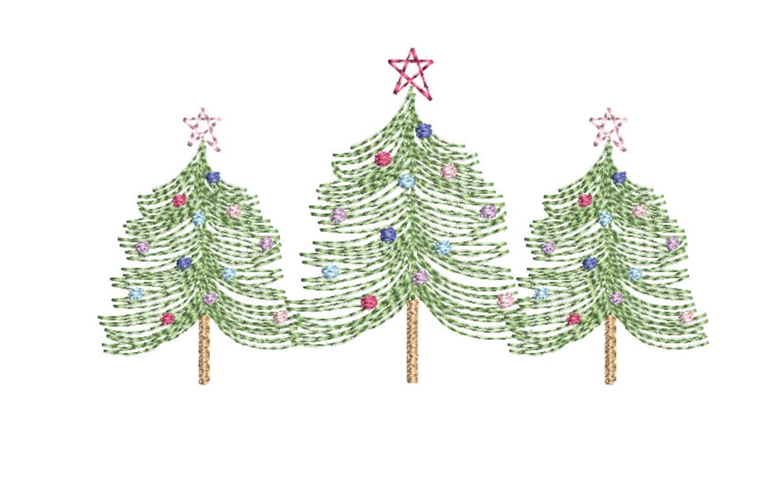 Vintage Christmas Tree Embroidery Design, Farmhouse Embroidery, Rustic