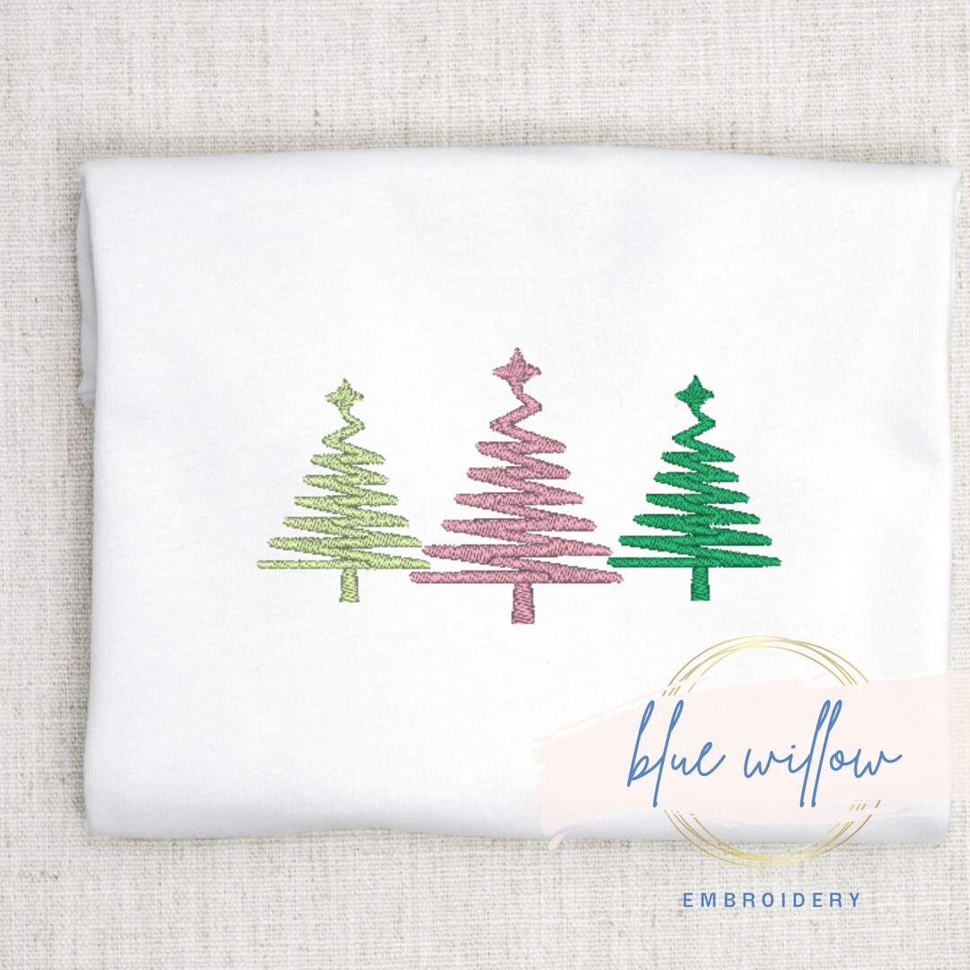 Christmas Embroidery Design Zig Zag Christmas Tree Xmas Tree Etsy