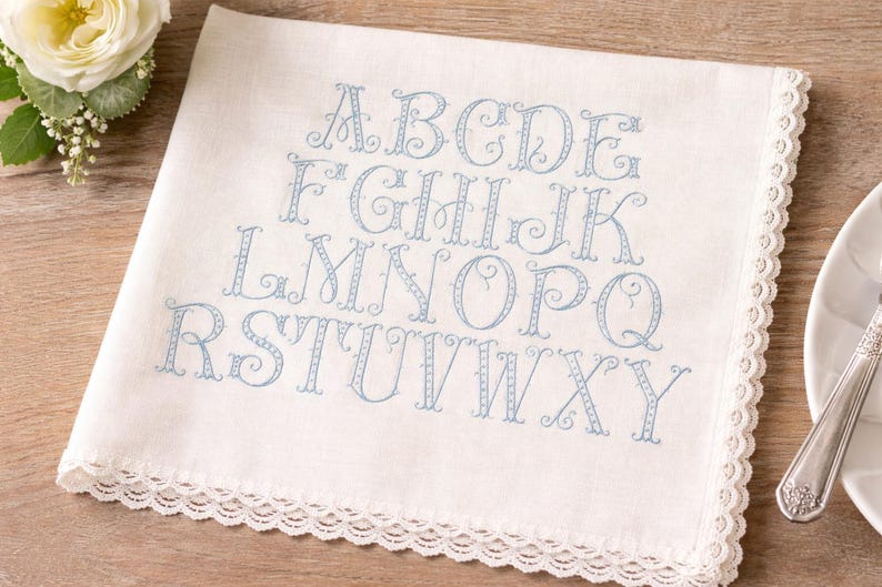 Fancy Embroidery Font, Machine Embroidery Design File for Instant Download, Monogram Font, Interlocking embroidery Font image 2
