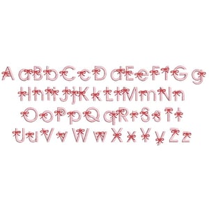 Bow Embroidery Font Machine Embroidery Design File for Instant Download Monogram Font Ribbon embroidery Font Valentine Embroidery Font