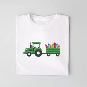 Broderidesign för tillbaka till skolan, pojketraktorbroderi, höstbroderi, krita och traktor, digital maskinbroderifil, direkt nedladdning bild 2