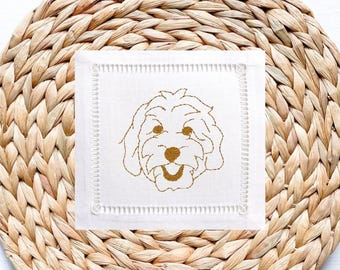 Goldendoodle kontur ansikte broderi design snabbstygn maskinbroderi fil klotter hundbroderi nedladdning husdjur broderi design