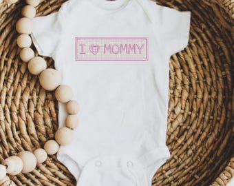 I Heart Mommy-borduurontwerp, nepkiel (digitale download)
