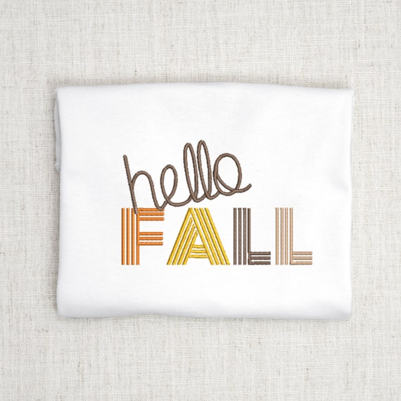 Hello Fall Embroidery Design Fall Machine Embroidery Simple Quick Stitch Design Instant Download Thanksgiving Embroidery Fall Design