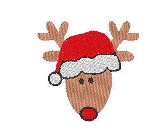 Reindeer Embroidery Design,  Santa Hat Embroidery Design, Christmas Embroidery, Holiday Machine Embroidery File, xmas embroidery