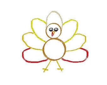 Turkey embroidery design, thanksgiving embroidery design, scribble embroidery, scribble turkey, turkey outline embroidery design file