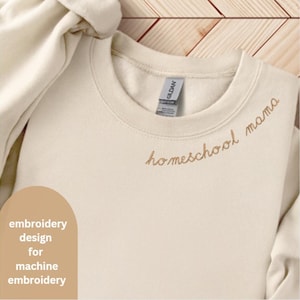 Homeschool MaMa Collar Machine Embroidery Design, Embroidery File for Mother&#39;s Day, Mama Embroidery Design, Back to School Embroidery Design