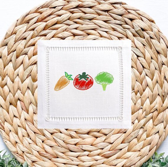 Garden Embroidery Design, Tomato Embroidery, Broccoli Embroidery, Carrot Embroidery, Vegetable Machine Embroidery Design File for Summer
