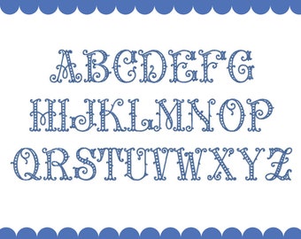 Embroidery Font with dots, Machine Embroidery Design File for any occasion. Bx included