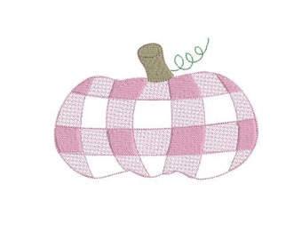 Pumpkin Embroidery Design, Gingham Pumpkin, Plaid Pumpkin, Fall Embroidery, Pumpkin Machine Embroidery Design