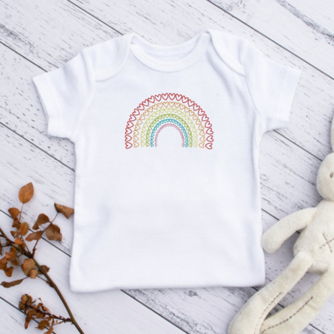 Rainbow Heart Machine Embroidery Design Heart Rainbow - Etsy