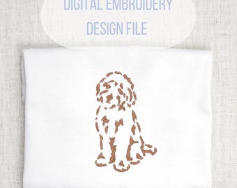 Goldendoodle broderidesignfil klotterbroderidesign Labradoodle broderi maskinbroderi direkt nedladdningsbar fil